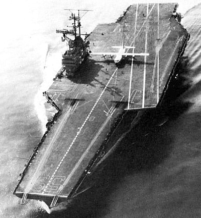 C130 Hercules on the decl of the USS Forestal