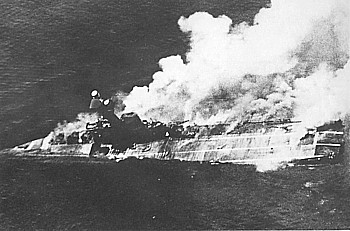 HMS Hermes sinking in 1942