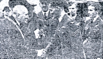 Lord Provost Biggar greets the crew of P for Peter.