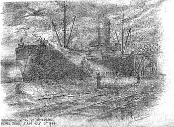 Embarking in SS Insterburg at Memel at 1am on 16th July 1944