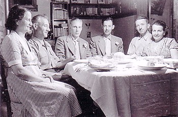 Harry Fisher is 3rd from right, man 3rd from left is Bill Booth -see note below