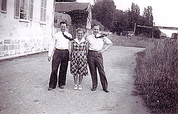 Harry Fisher, left, with Bill Boothon the right. The girl is Gabriel Cochet's daughter.