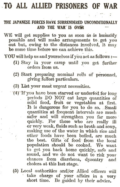 Leaflet delivered by air drop in Malaysia during WW2